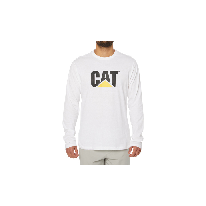 Caterpillar Men's Original Fit Ls Logo T-Shirts White CAT-60894